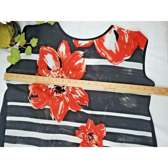 Signature Studio Womens Top Plus Size L Black Floral Hi-Low Sleeveless Shirt 0X - Picture 4 of 7